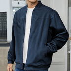 Men's Full-Zip Bomber Jacket with Ribbed Trim
