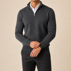 Men's Quarter-Zip Sweater with Stand Collar