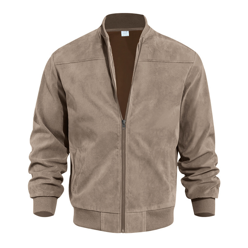 Men's Full-Zip Bomber Jacket with Ribbed Trim