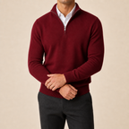 Men's Quarter-Zip Sweater with Stand Collar