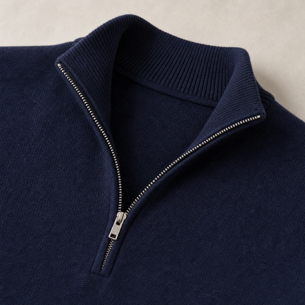 Men's Quarter-Zip Sweater with Stand Collar
