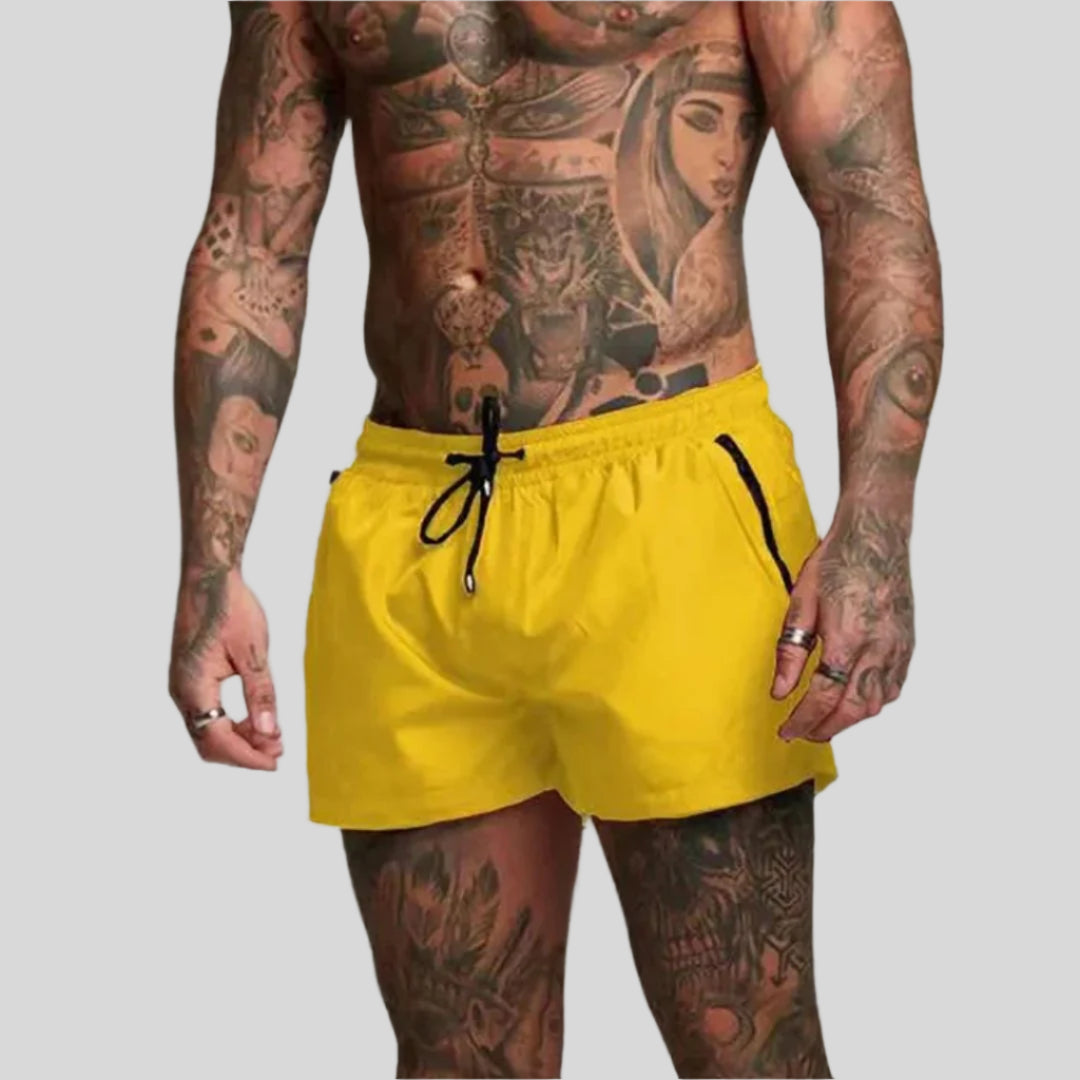 Men’s Short Swim Trunks with Zip Pockets