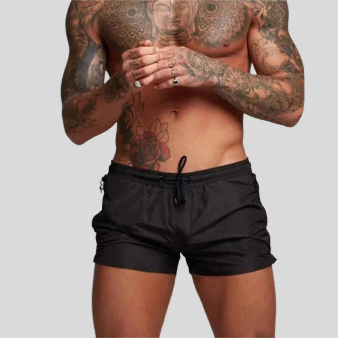 Men’s Short Swim Trunks with Zip Pockets