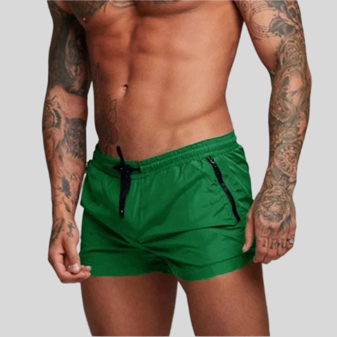 Men’s Short Swim Trunks with Zip Pockets