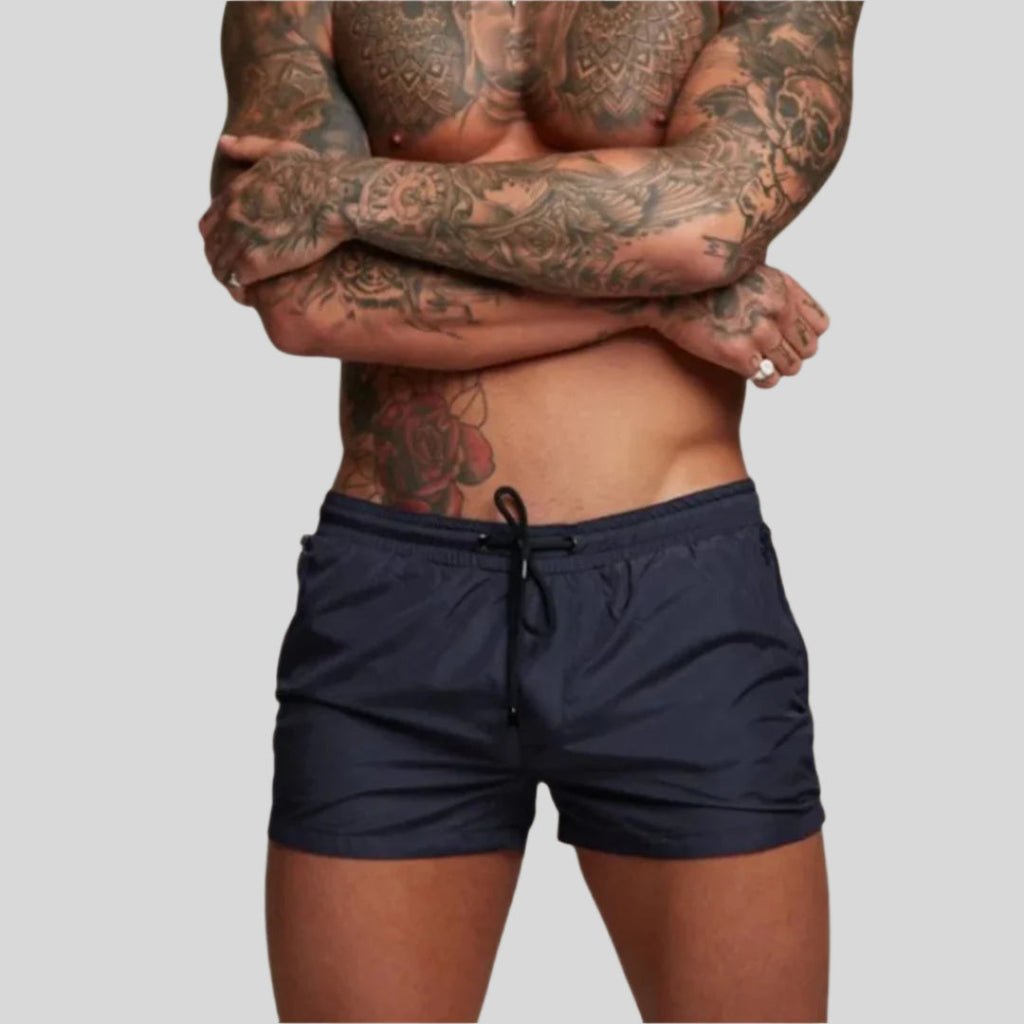 Men’s Short Swim Trunks with Zip Pockets