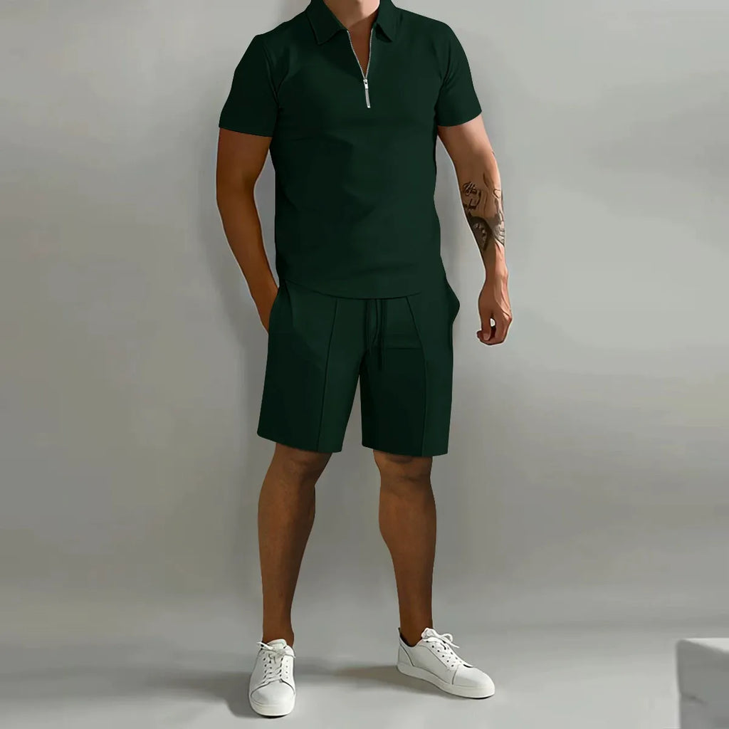 Men's Textured Polo Set
