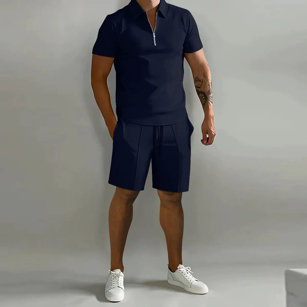 Men's Textured Polo Set