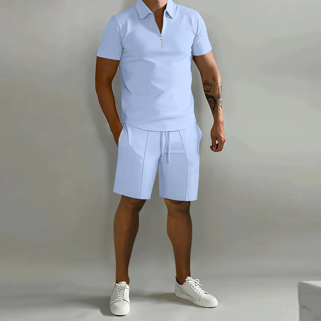Men's Textured Polo Set