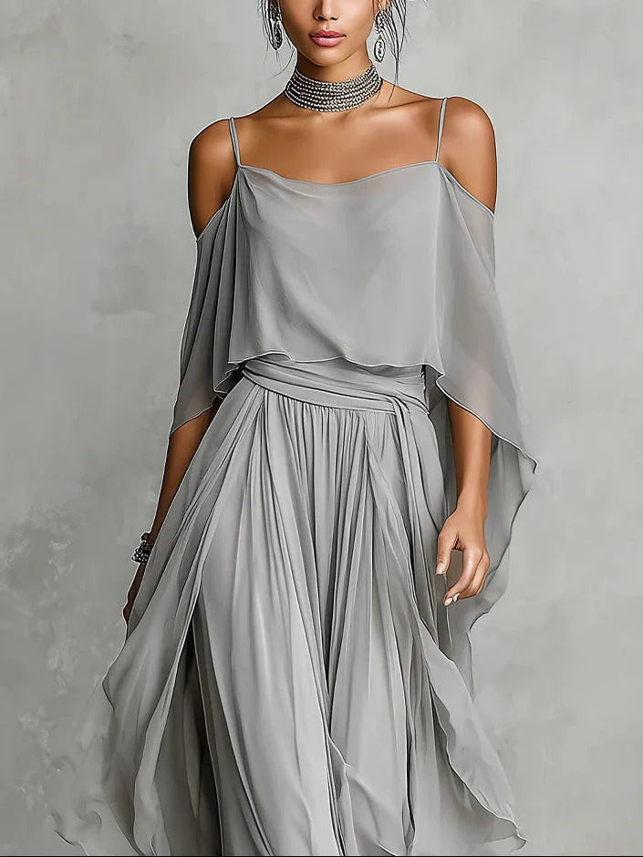 Women's Draped Wide-Leg Pant Set