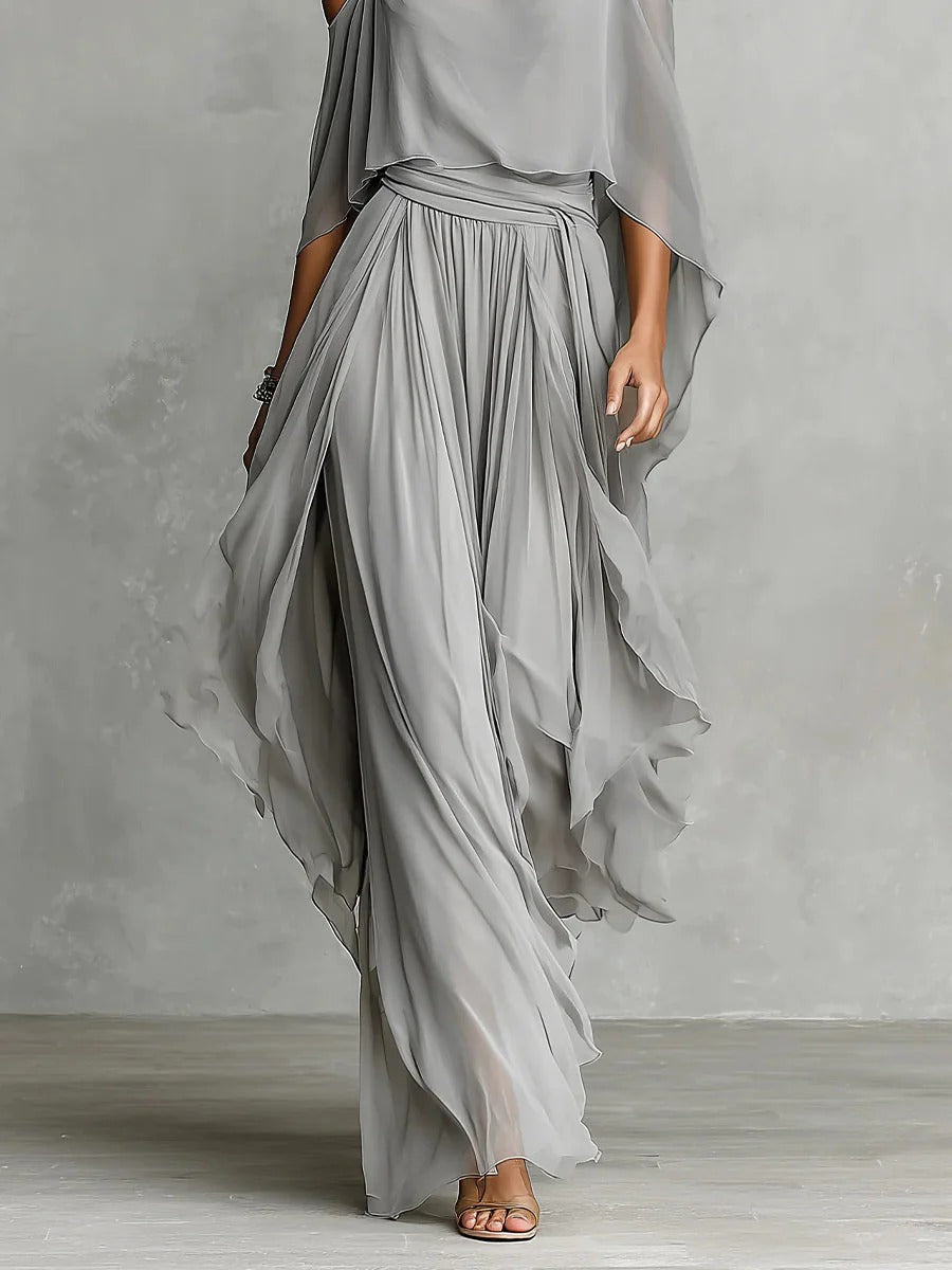 Women's Draped Wide-Leg Pant Set