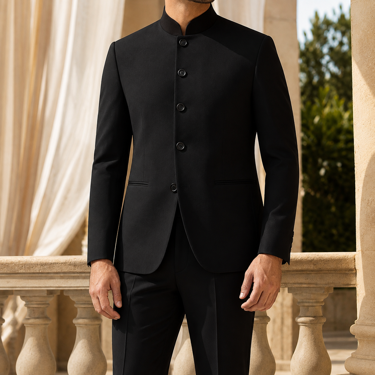 Men’s Stand Collar Button Jacket