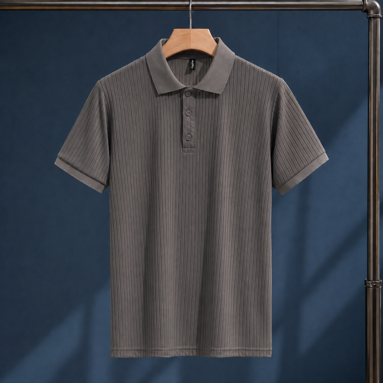 Men’s Ribbed Short Sleeve Polo Shirt