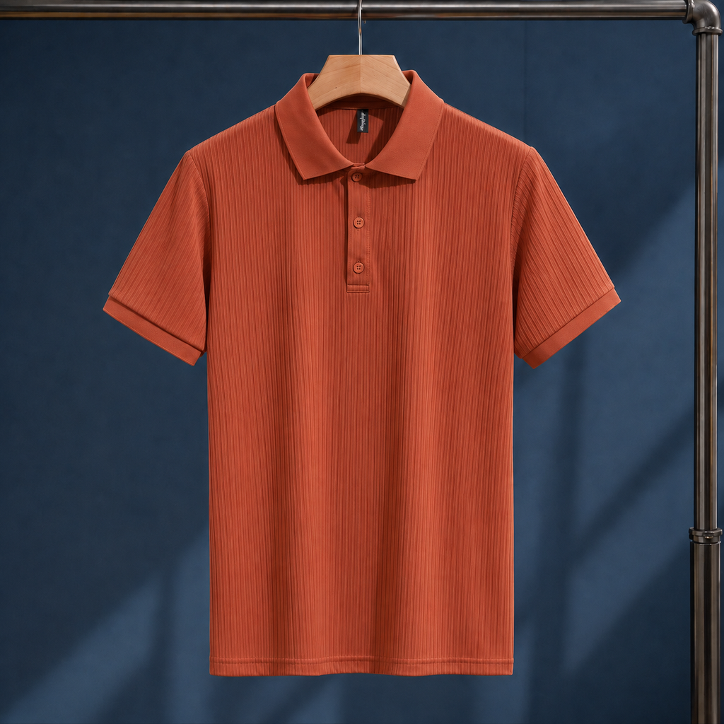 Men’s Ribbed Short Sleeve Polo Shirt