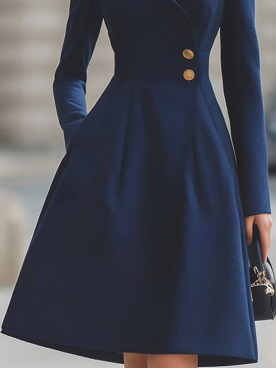 Women's Tailored Coat Dress with Flared Skirt