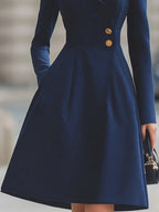 Women's Tailored Coat Dress with Flared Skirt