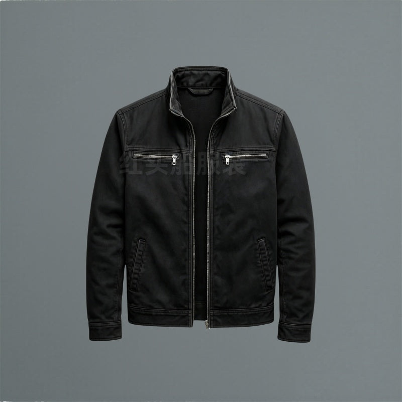 Men's Zip-Front Jacket with Stand Collar