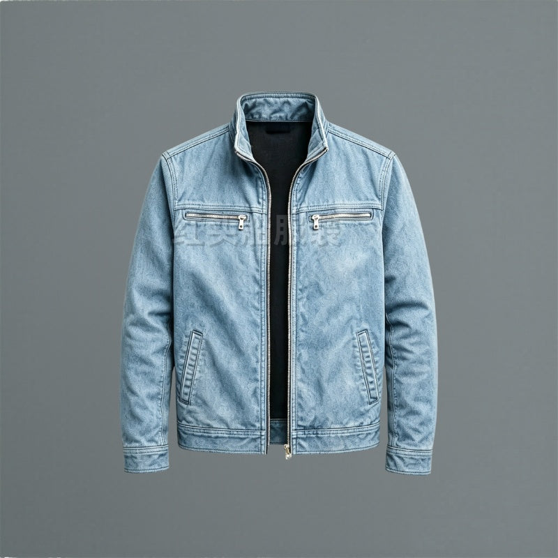 Men's Zip-Front Jacket with Stand Collar