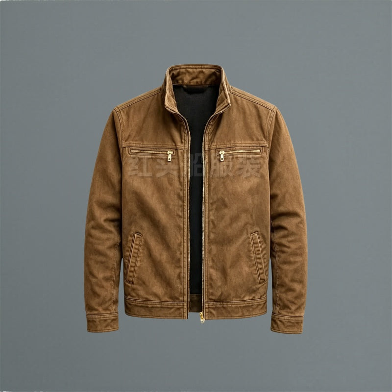Men's Zip-Front Jacket with Stand Collar