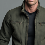 Men's Zip-Front Jacket with Stand Collar