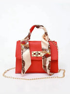 Women's Structured Handbag with Scarf Detail