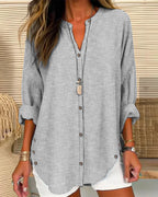 Women's Striped Button Blouse