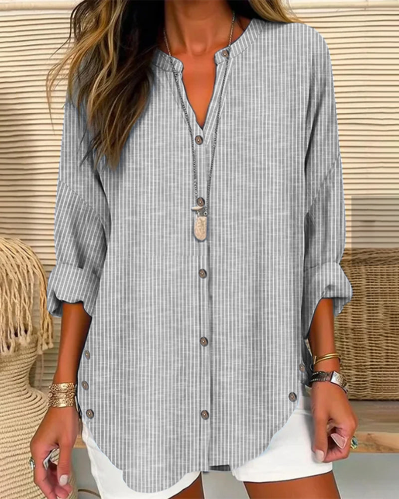 Women's Striped Button Blouse