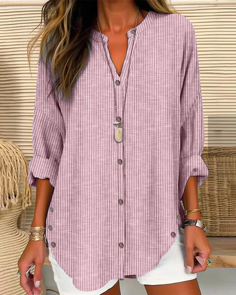 Women's Striped Button Blouse