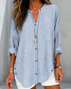 Women's Striped Button Blouse