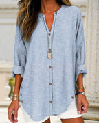 Women's Striped Button Blouse