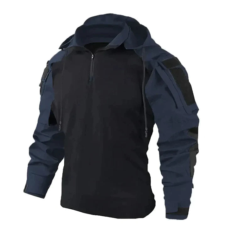 Men’s Camouflage-Sleeve Quarter-Zip Hoodie
