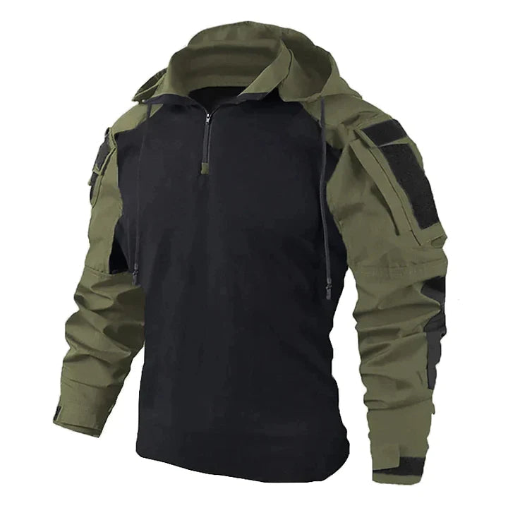 Men’s Camouflage-Sleeve Quarter-Zip Hoodie