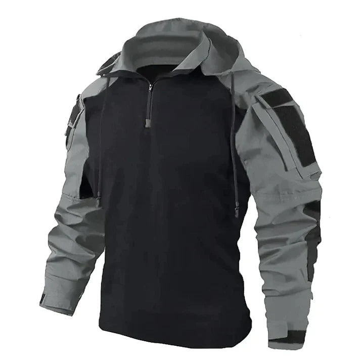 Men’s Camouflage-Sleeve Quarter-Zip Hoodie