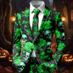 Men's Halloween Skull Floral Print Blazer