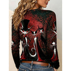 Women’s Halloween Cat Graphic Long Sleeve Top