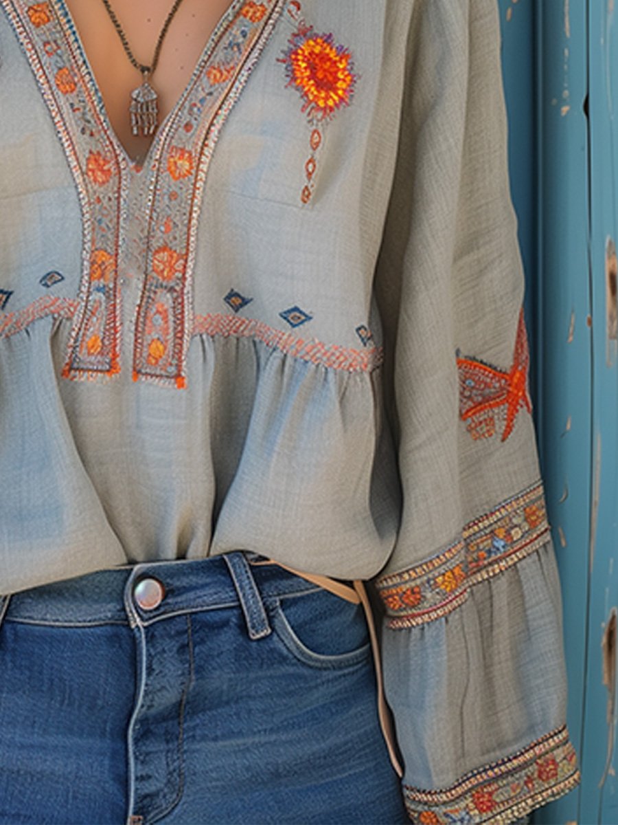 Women’s Embroidered Boho Blouse
