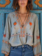 Women's Relaxed Fit Embroidered Boho Blouse