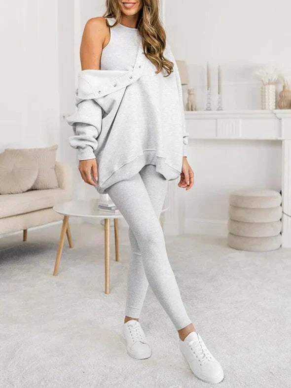 Women's 3 Piece Pant Set with Layered Top
