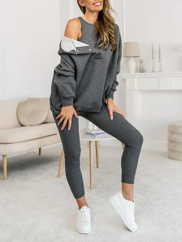Women's 3 Piece Pant Set with Layered Top