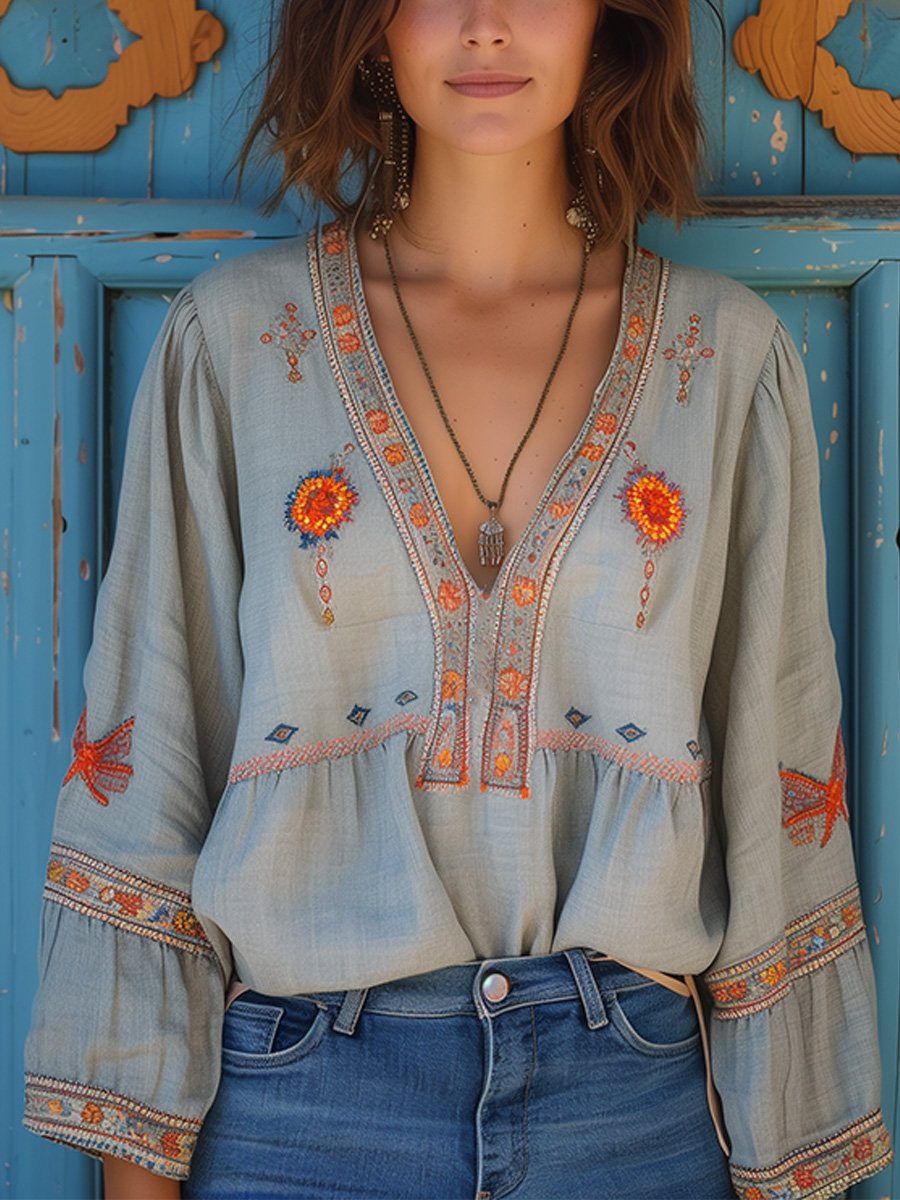Women’s Embroidered Boho Blouse