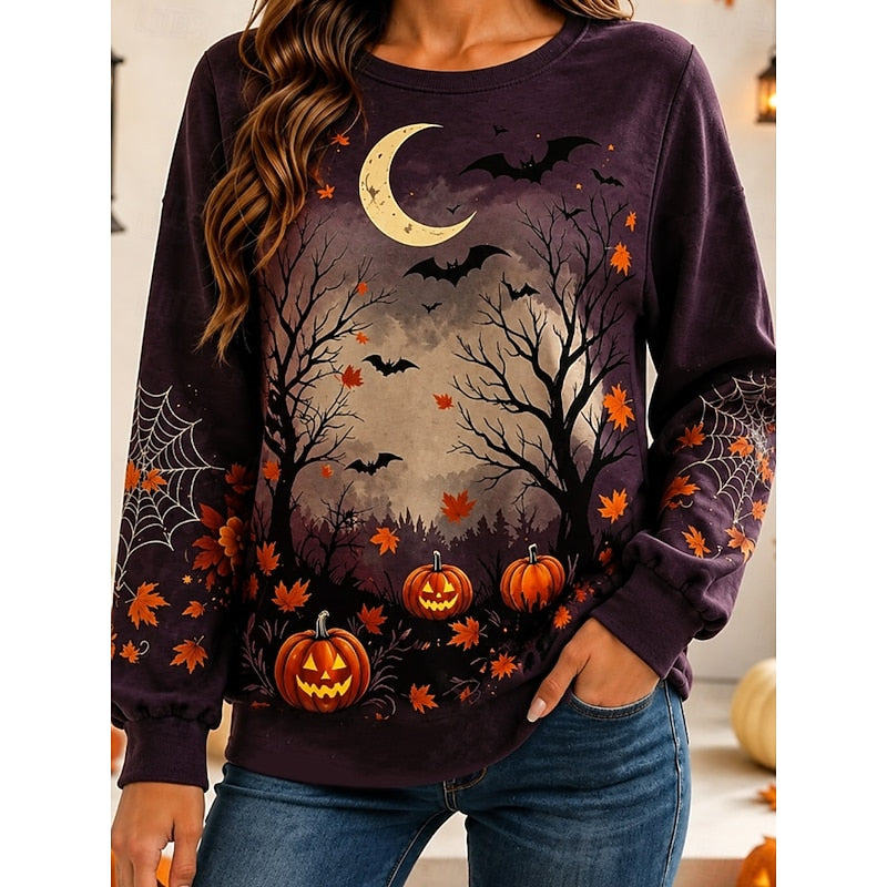 Women’s Halloween Pumpkin Graphic Sweatshirt