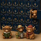 Highland Cow Christmas Advent Calendar with Figurines