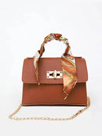 Women's Structured Handbag with Scarf Detail
