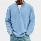 Men's Textured Knit Pullover with Quarter-Zip Collar