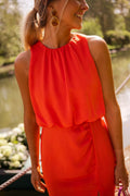 Women's Sleeveless Slit Midi Dress