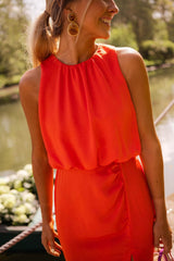 Women's Sleeveless Slit Midi Dress