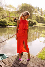 Women's Sleeveless Slit Midi Dress
