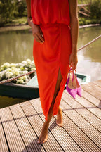 Women's Sleeveless Slit Midi Dress