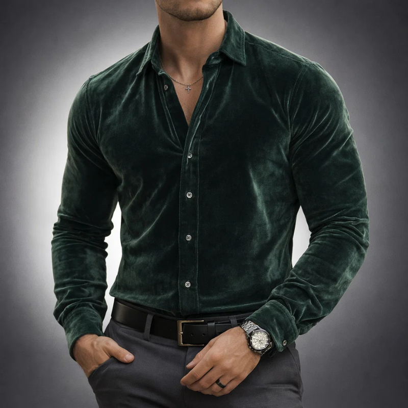Men’s Velvet Slim Fit Dress Shirt