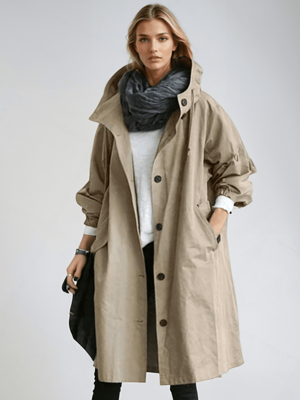 Women’s Hooded Long Trench Coat