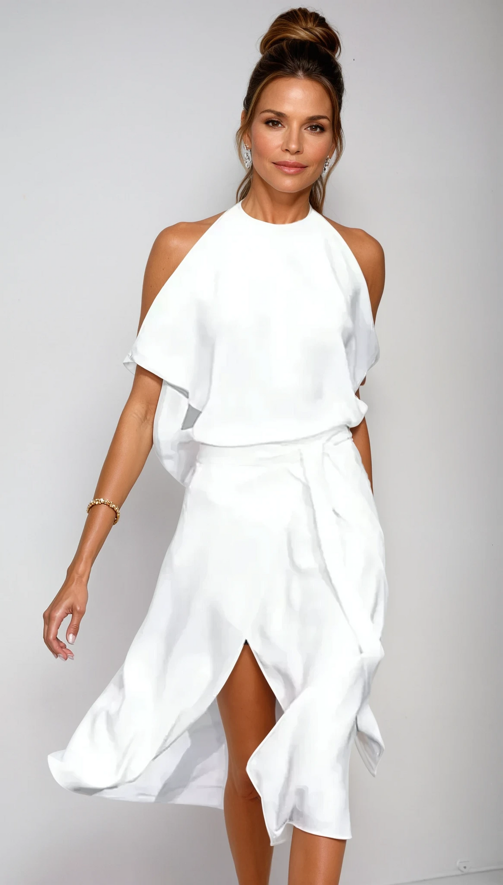 Women’s Cold Shoulder Halter Midi Dress